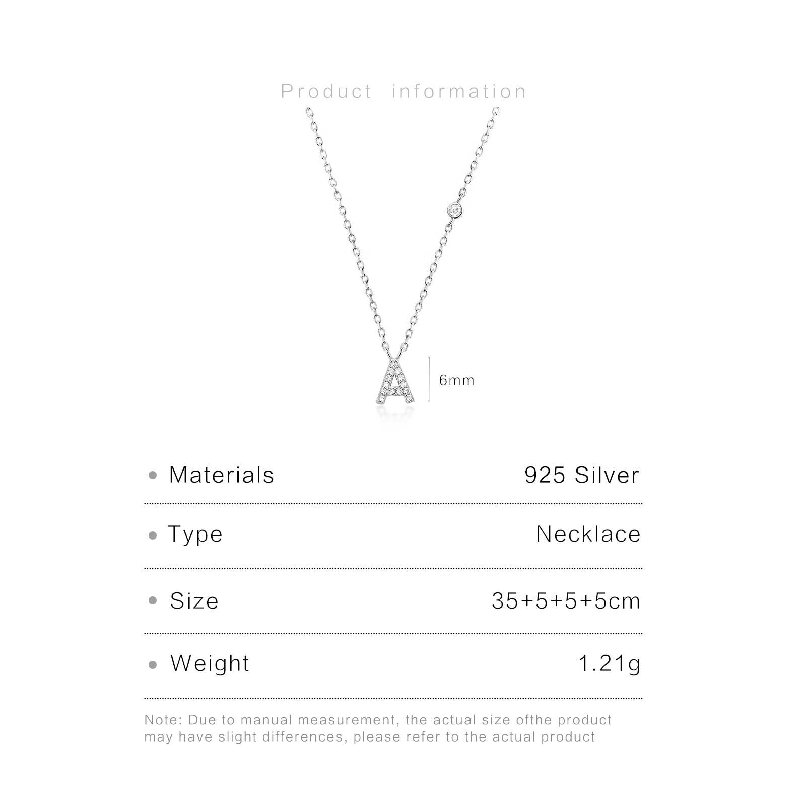 Initial Necklace A Letter Pendant Sterling Silver