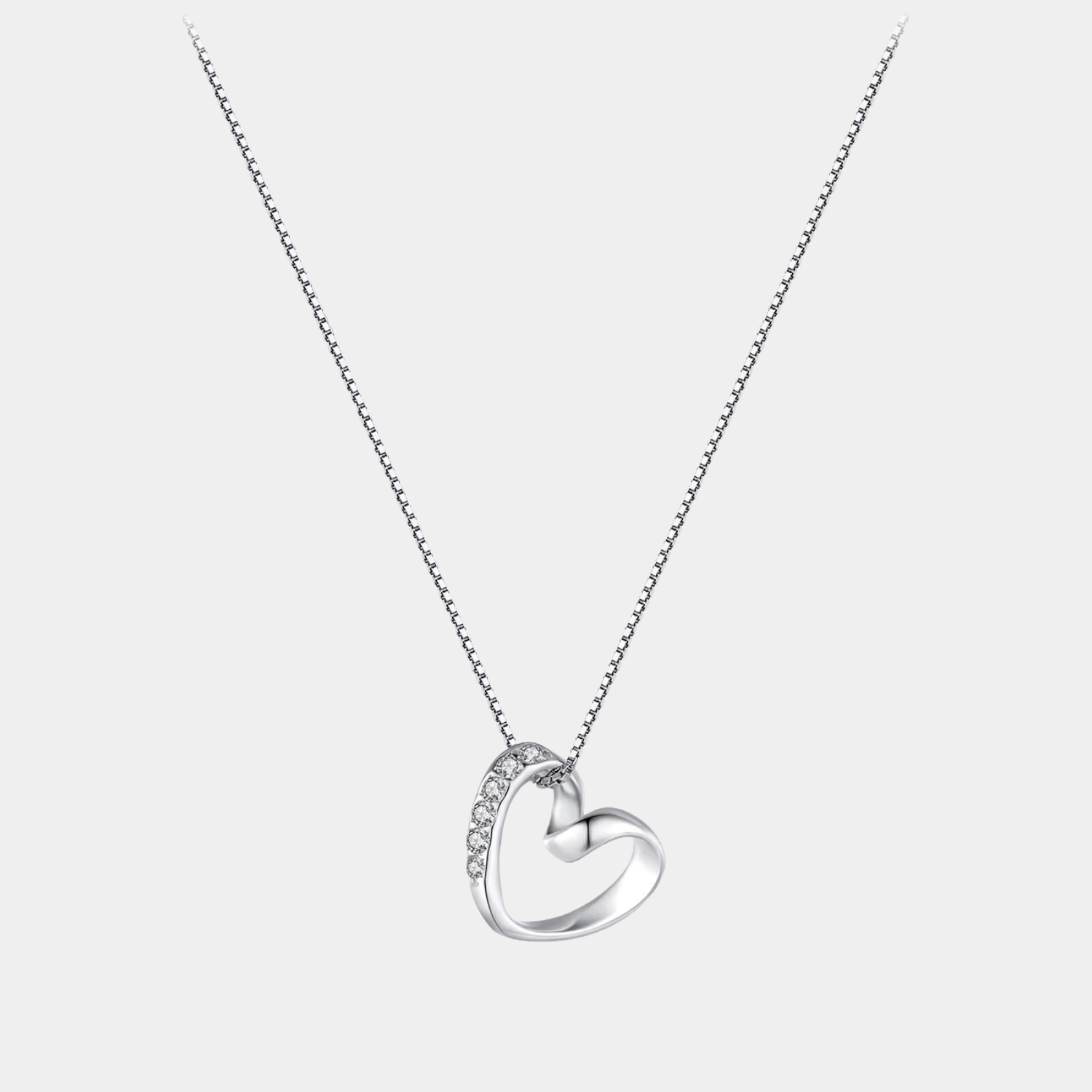 Infinity Love Heart Necklace Hallow Pendant In S925 Sterling Silver With Zircon