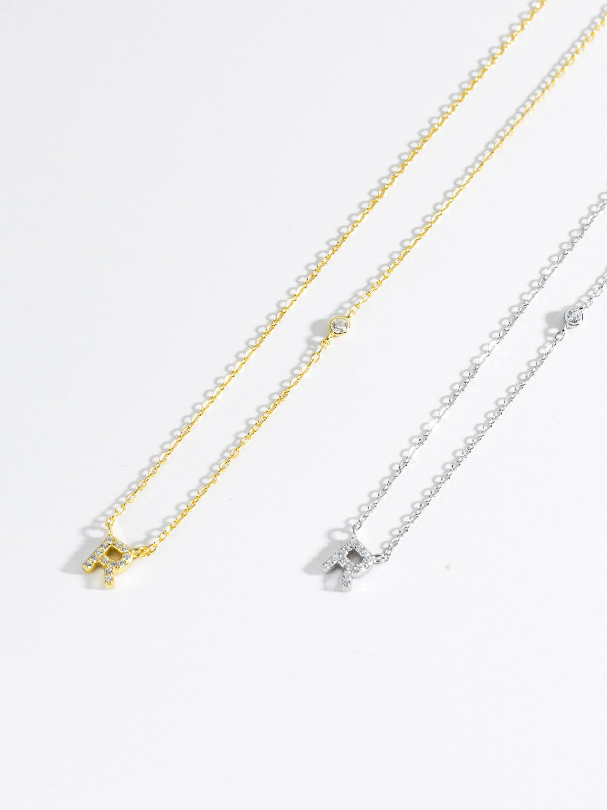 Initial Necklace R Letter Pendant Sterling Silver