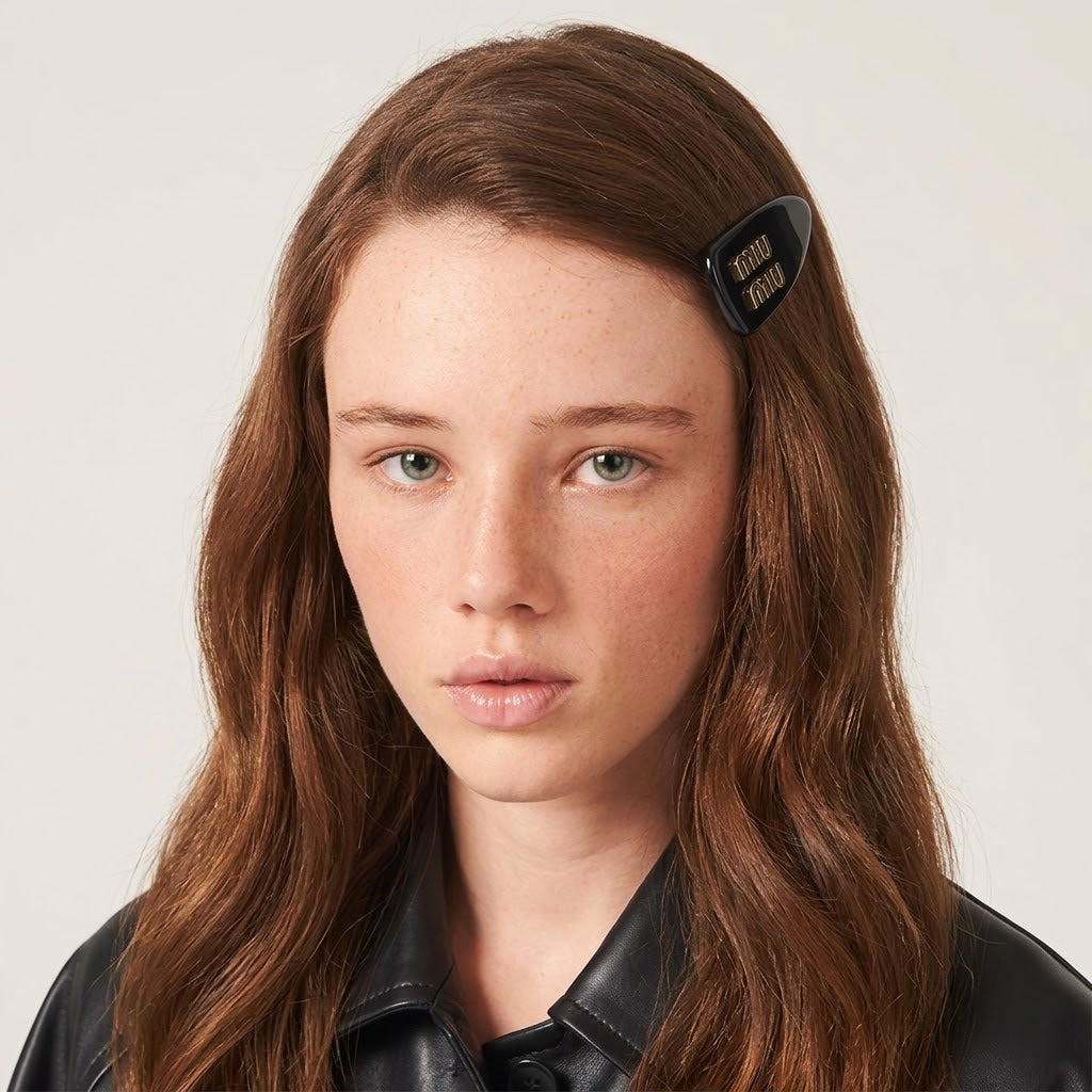 Hair Clip With Logo In Black