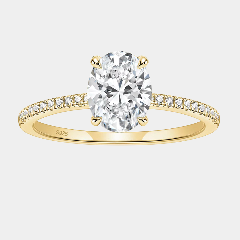 Oval Cut Engagement Ring Diamond Collection Halo 18k Gold Solitaire Pave