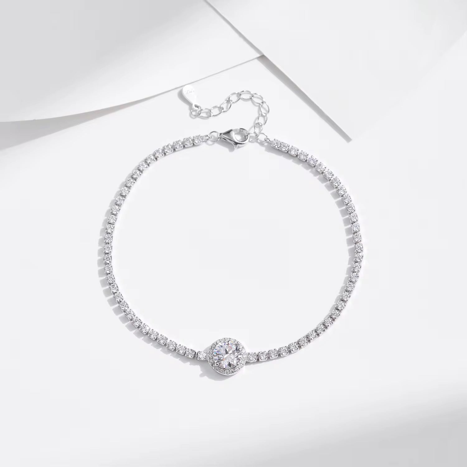 Sparkling Halo Tennis Bracelet S925 Sterling Silver