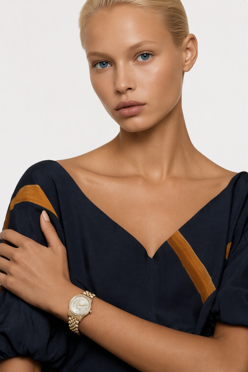 Vivienne Gold Dial Crystal Watch in 18k Gold