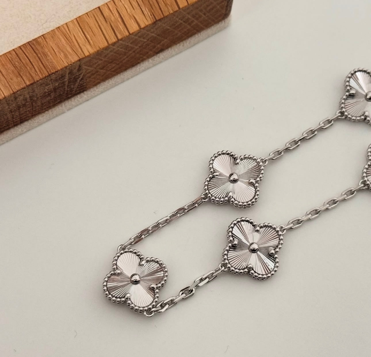 Clover Bracelet Full Silver Four Leaf Flower 18k White Gold Charm Bracelet