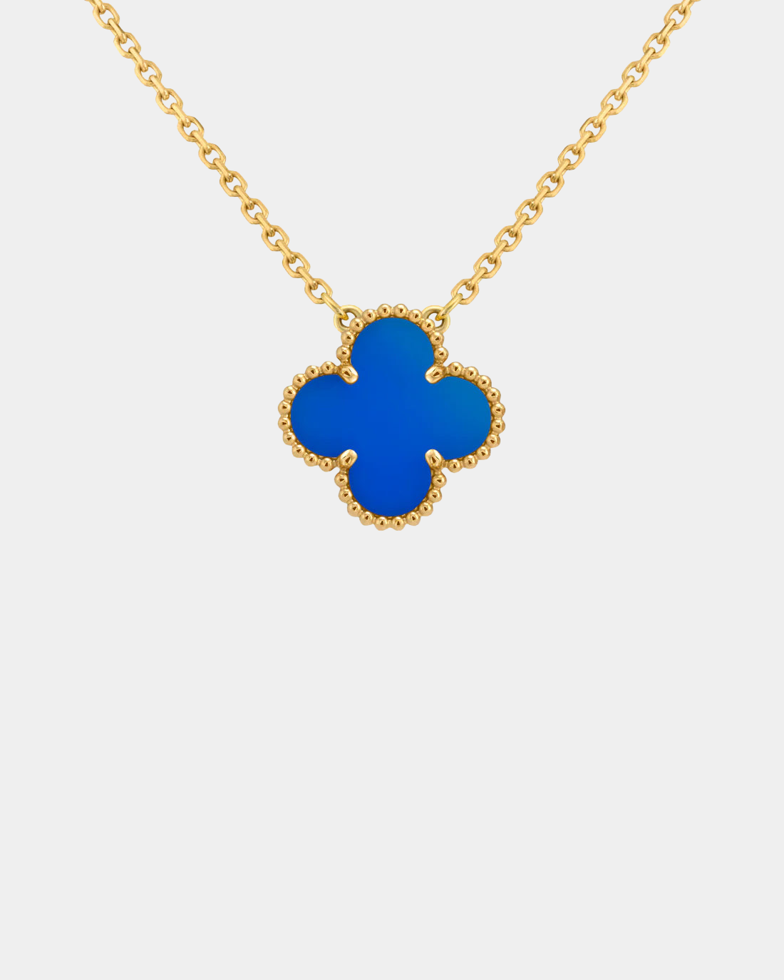 Clover Necklace Four Leaf Blue Agate 18k Gold Pendant Necklace