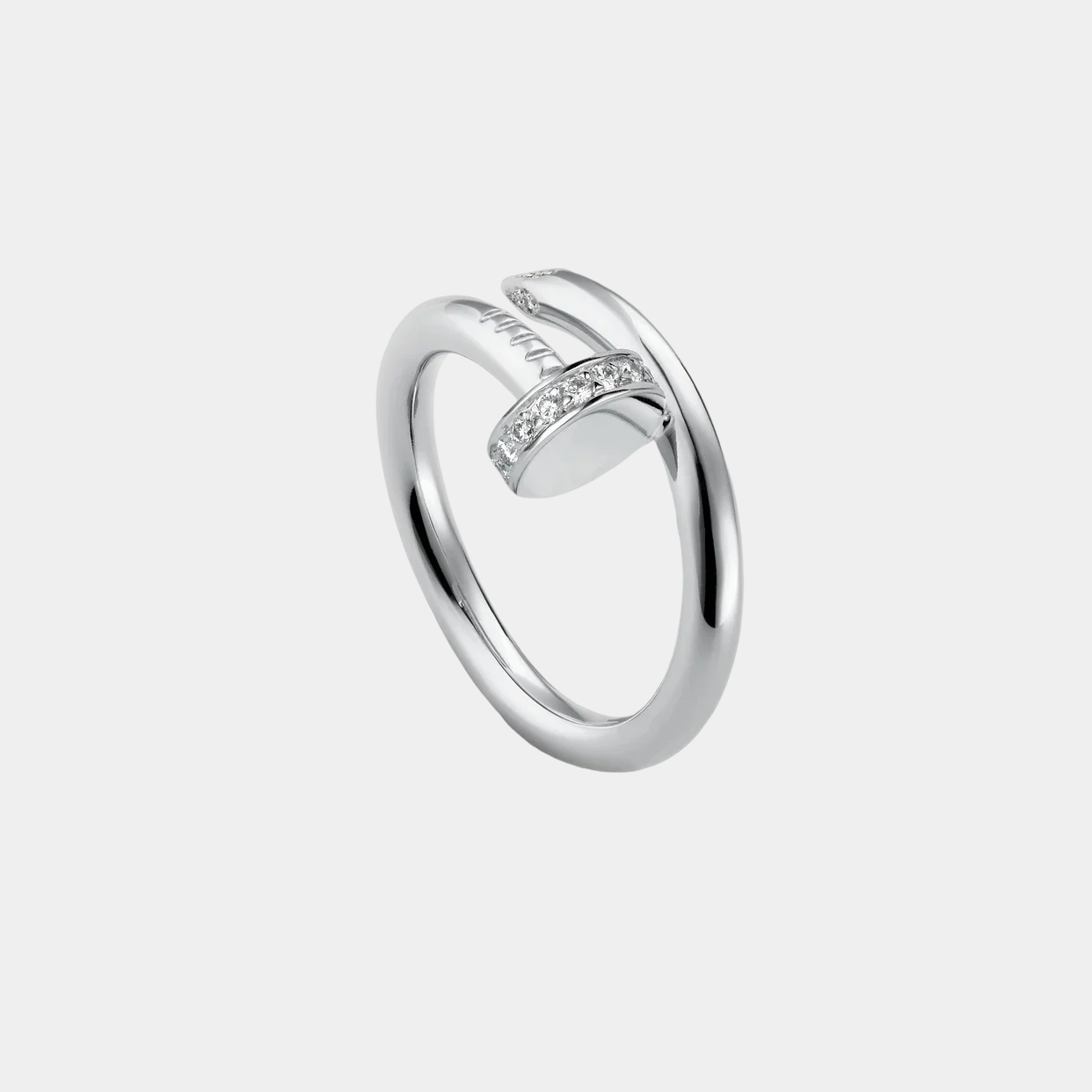 Silver Nail Ring Statement Piece With Diamonds