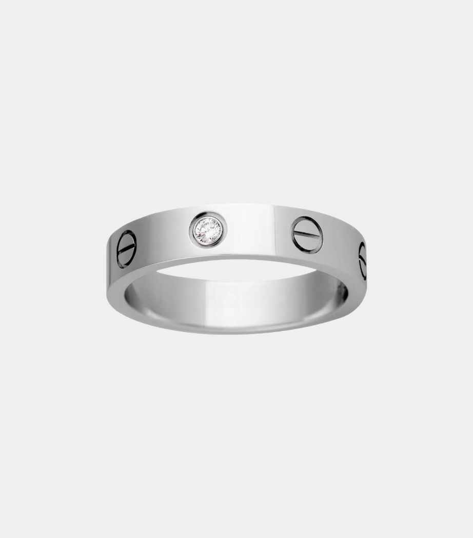 Love Eternity Ring Statement Band Piece In Silver With Diamonds