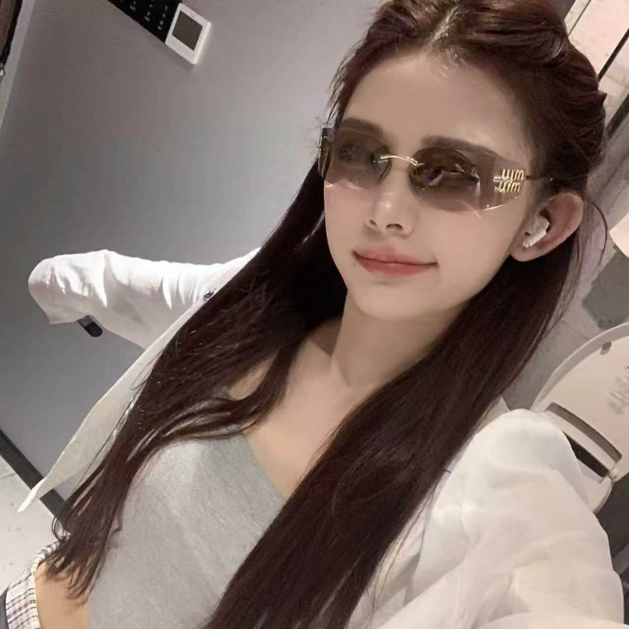 Women Branded Sunglasses Rimless Bronze Gradient