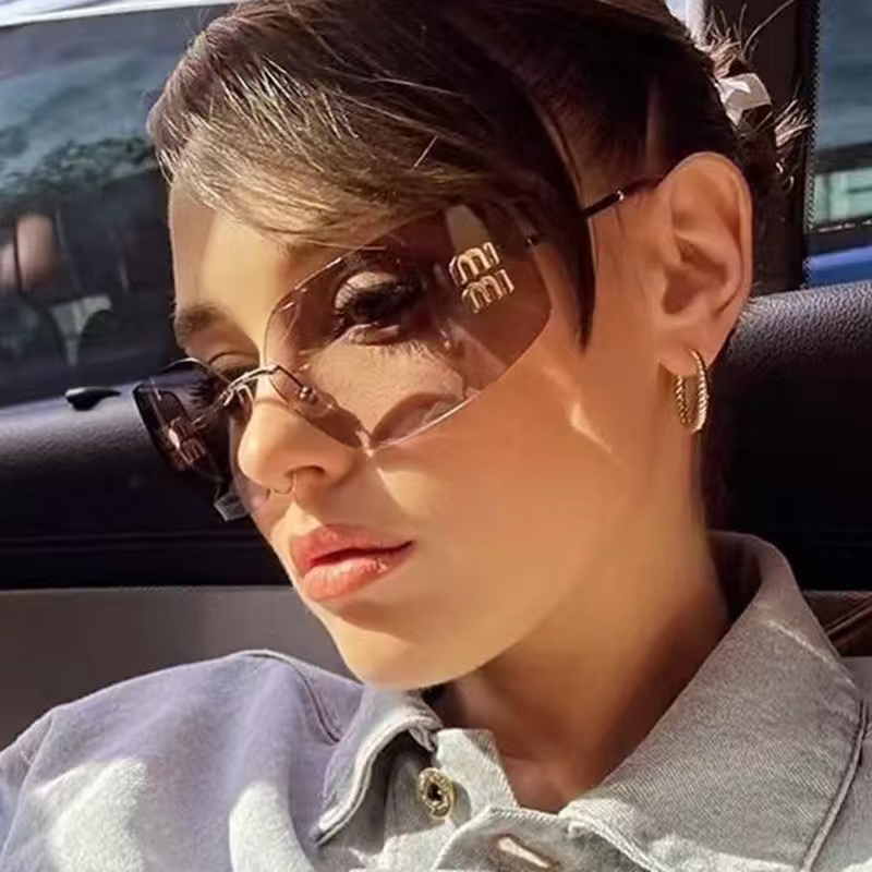 Women Branded Sunglasses Rimless Bronze Gradient
