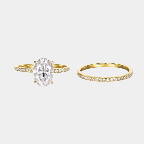 Oval 2 Ct Diamond Engagement Ring 18k Gold Lab Diamond Pave Ring