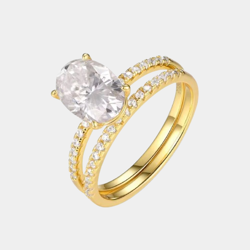 Oval 2 Ct Diamond Engagement Ring 18k Gold Lab Diamond Pave Ring