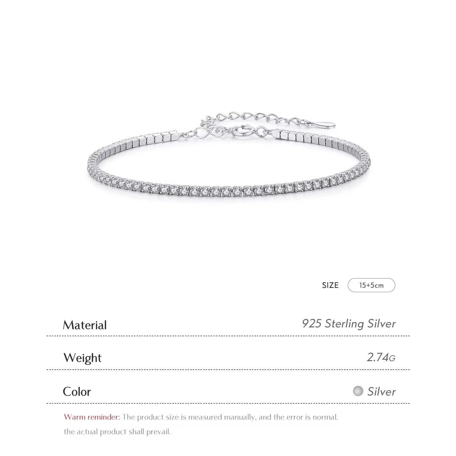 Tennis Diamond Sterling Silver Bracelet