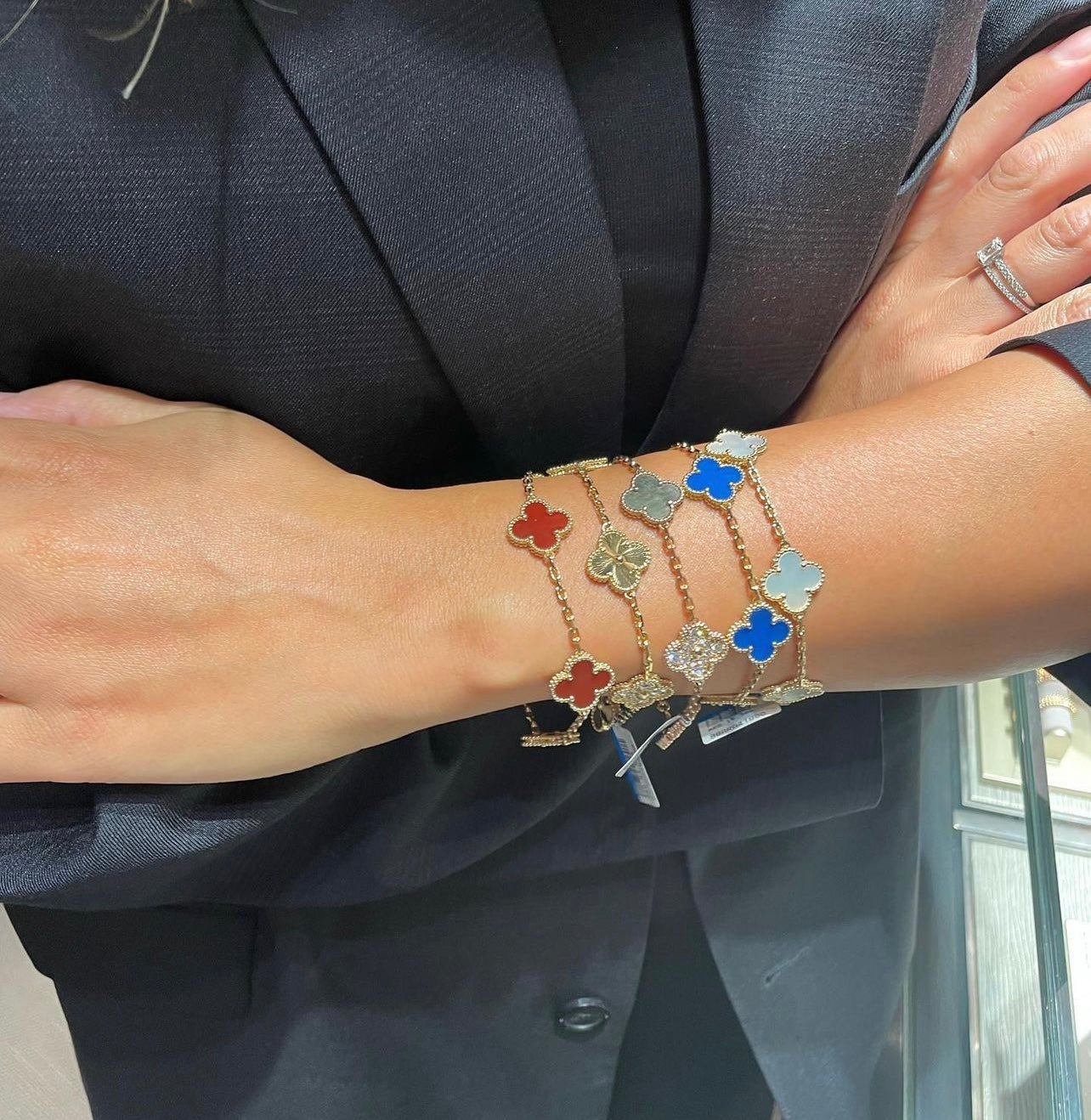 Clover Bracelet Mother of Pearl Four Leaf Flower 18k Gold Charm Bracelet - Seven Gates