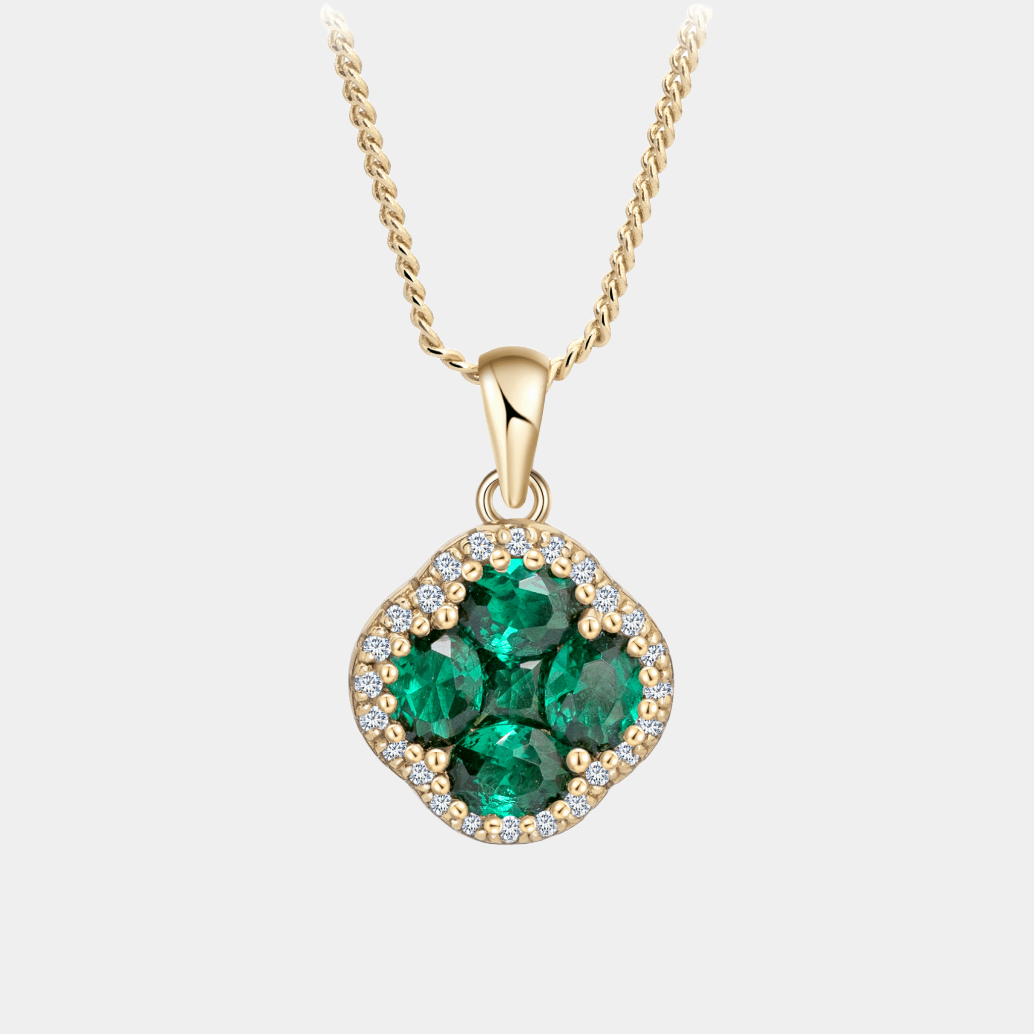 Clover Emerald Necklace With Zircon 18k Gold - Seven Gates