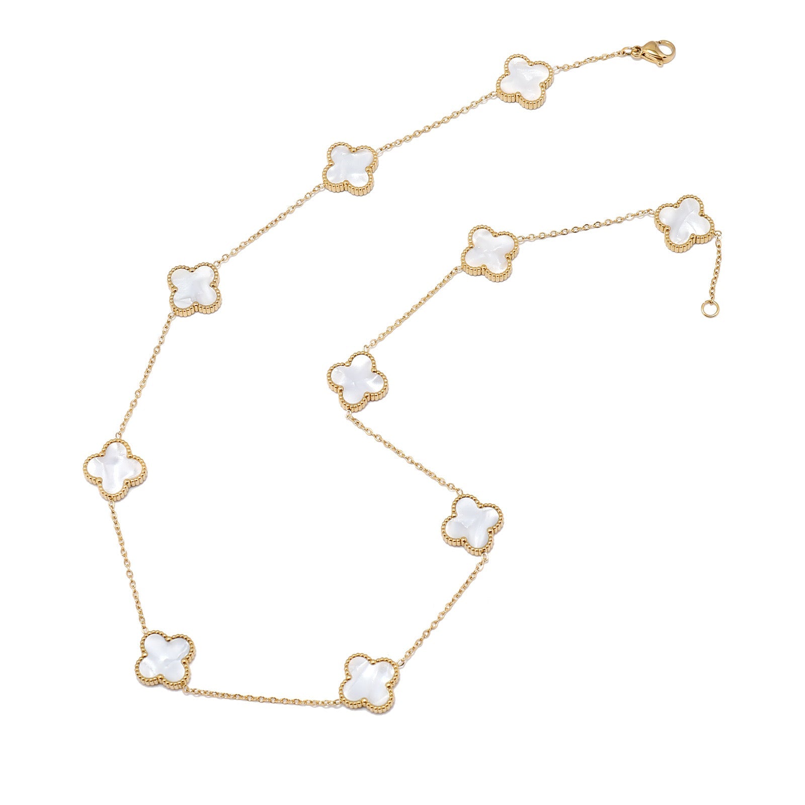 Clover Necklace 10 Motifs Black Onyx Stone 18k Gold Four Leaf Clover - Seven Gates