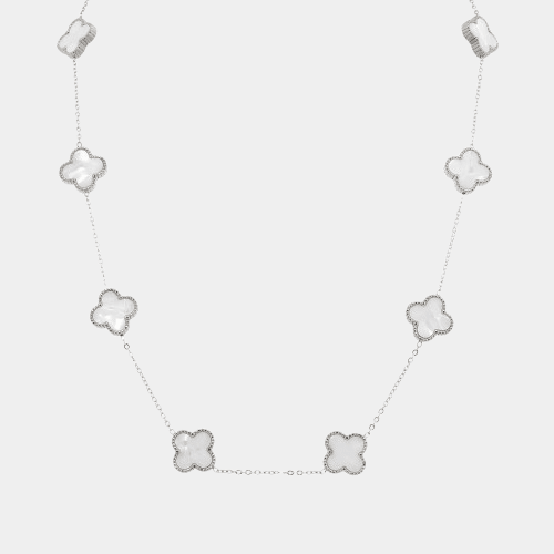 Clover Necklace 10 Motifs Lucky Clover Mother of Pearl Silver Four Leaf Clover - Seven Gates