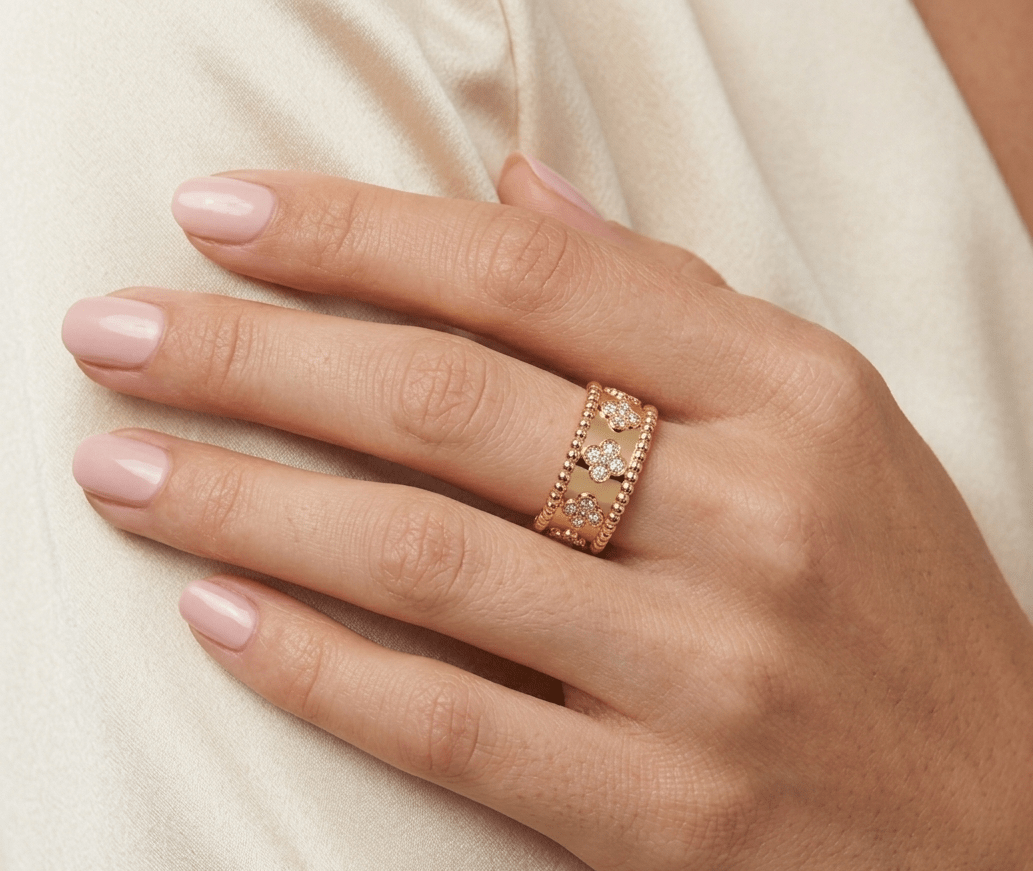 Clover Ring With Diamonds 18k Gold - Seven Gates