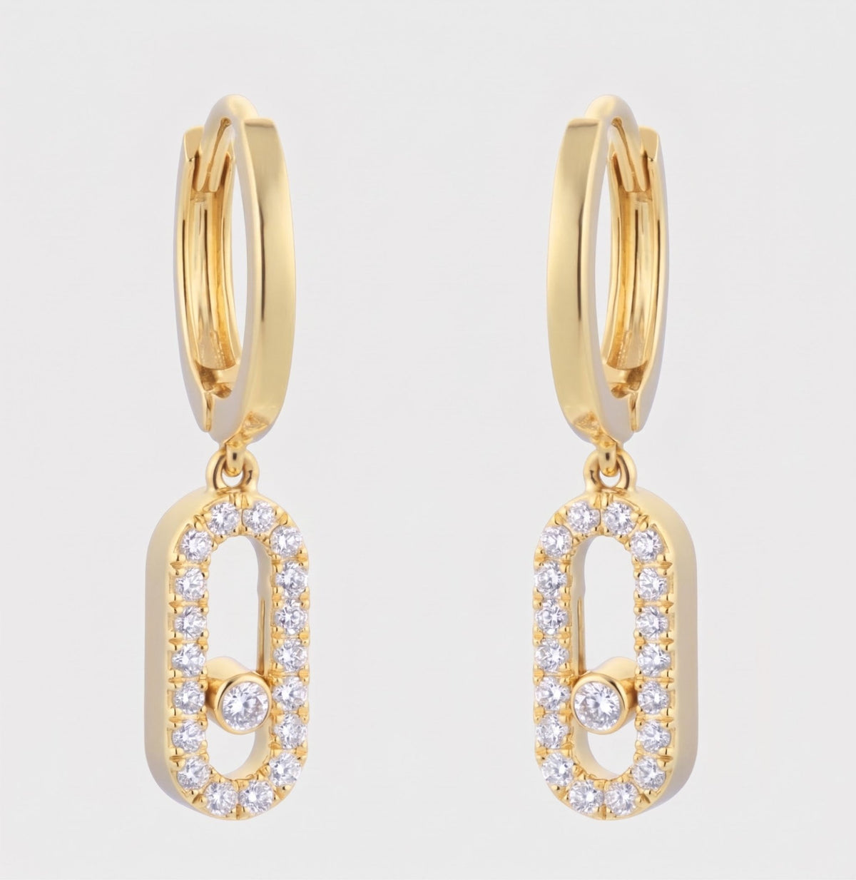 Drop Earrings Pave Move Diamond 18k Gold - Seven Gates