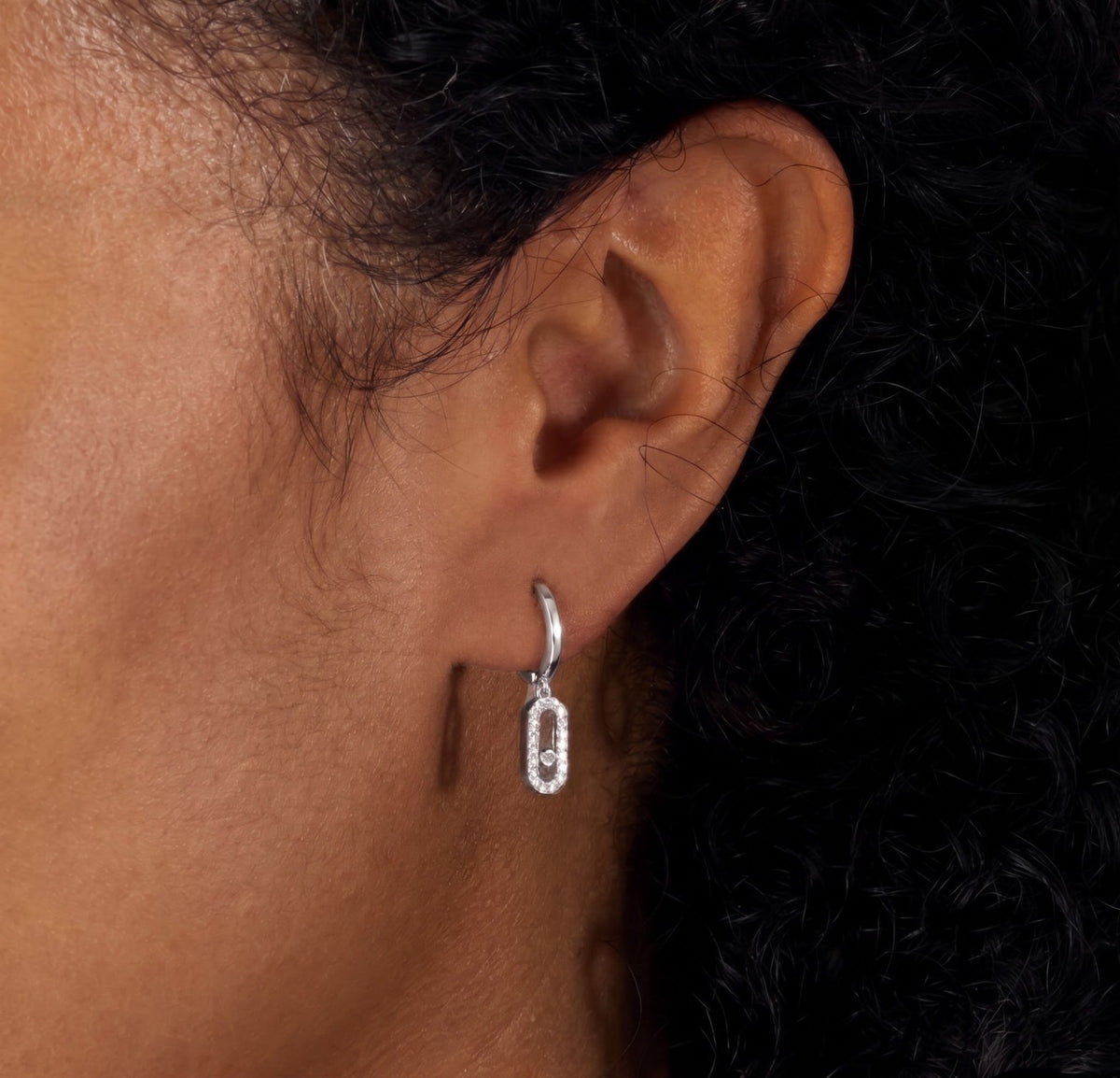 Drop Earrings Pave Move Diamond In Silver - Seven Gates