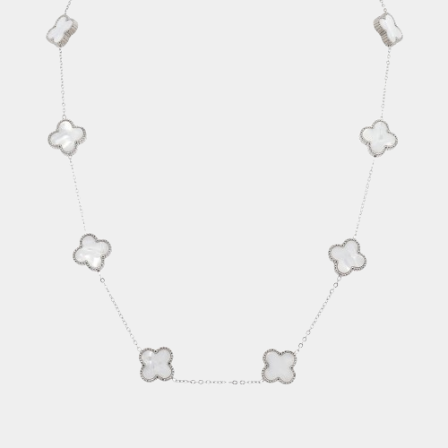 Clover Necklace 10 Motifs Mother of Pearl 18k White Gold Four Leaf Clover