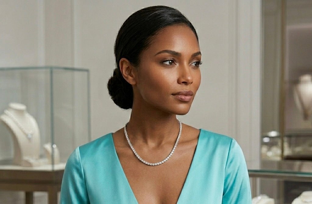 Fine Tennis Necklace Chain Silver Pavé Stones - Seven Gates