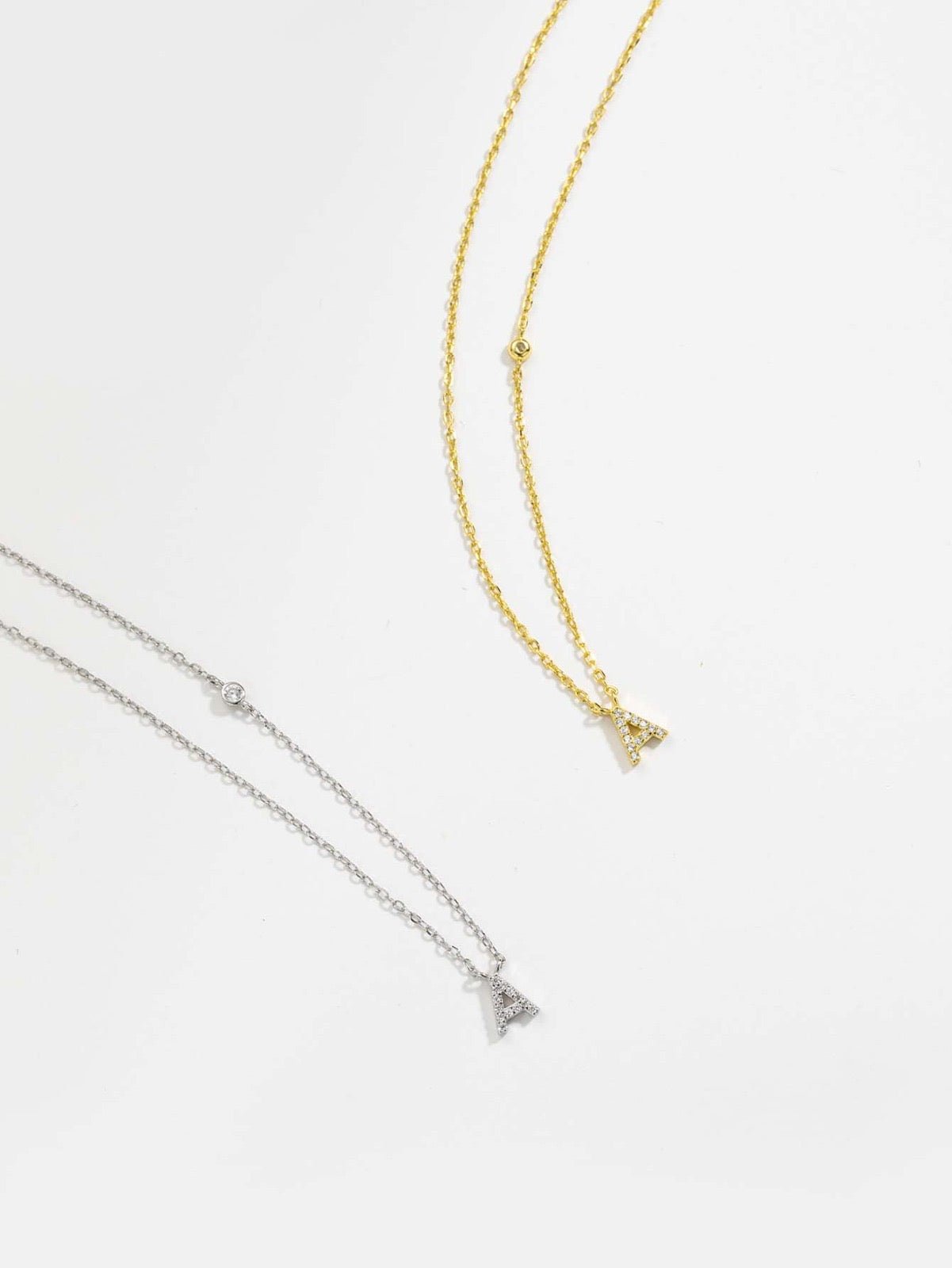 Initial Necklace A Letter Pendant Sterling Silver - Seven Gates
