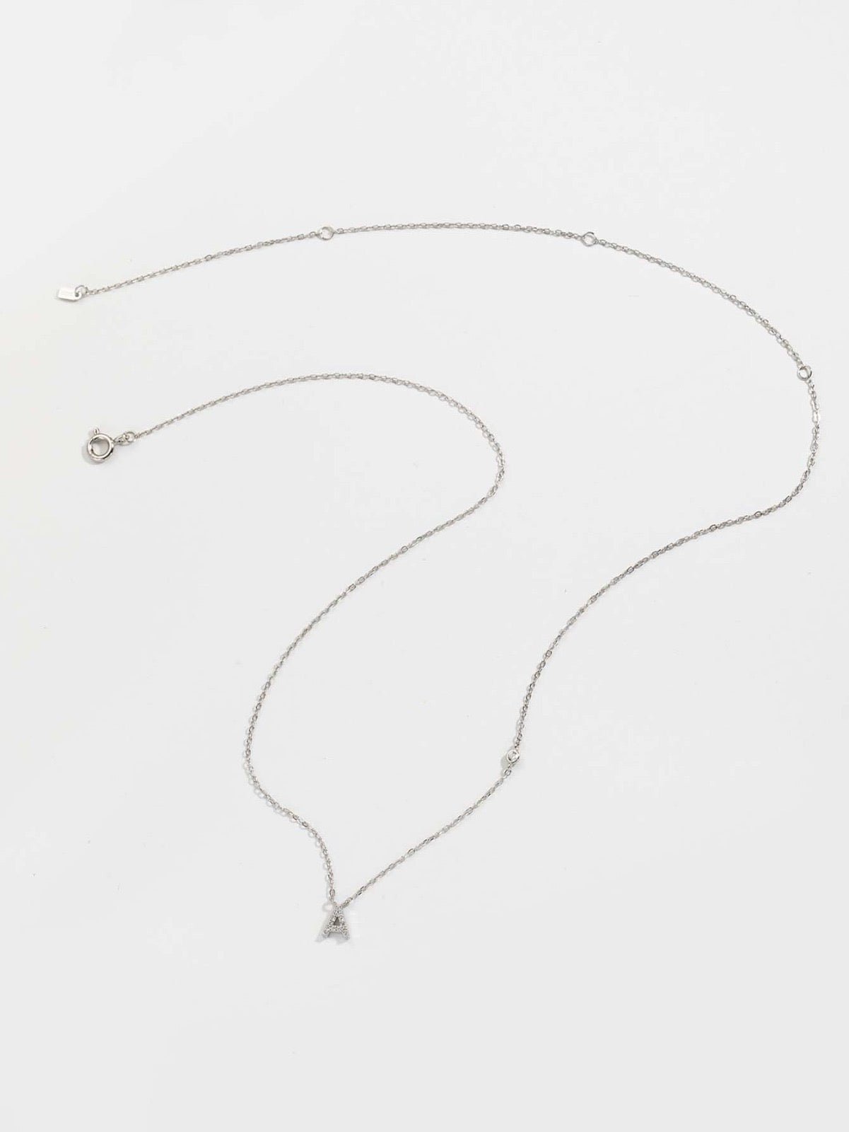 Initial Necklace A Letter Pendant Sterling Silver - Seven Gates