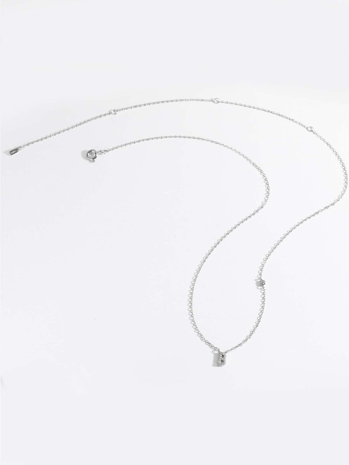 Initial Necklace B Letter Pendant Sterling Silver - Seven Gates