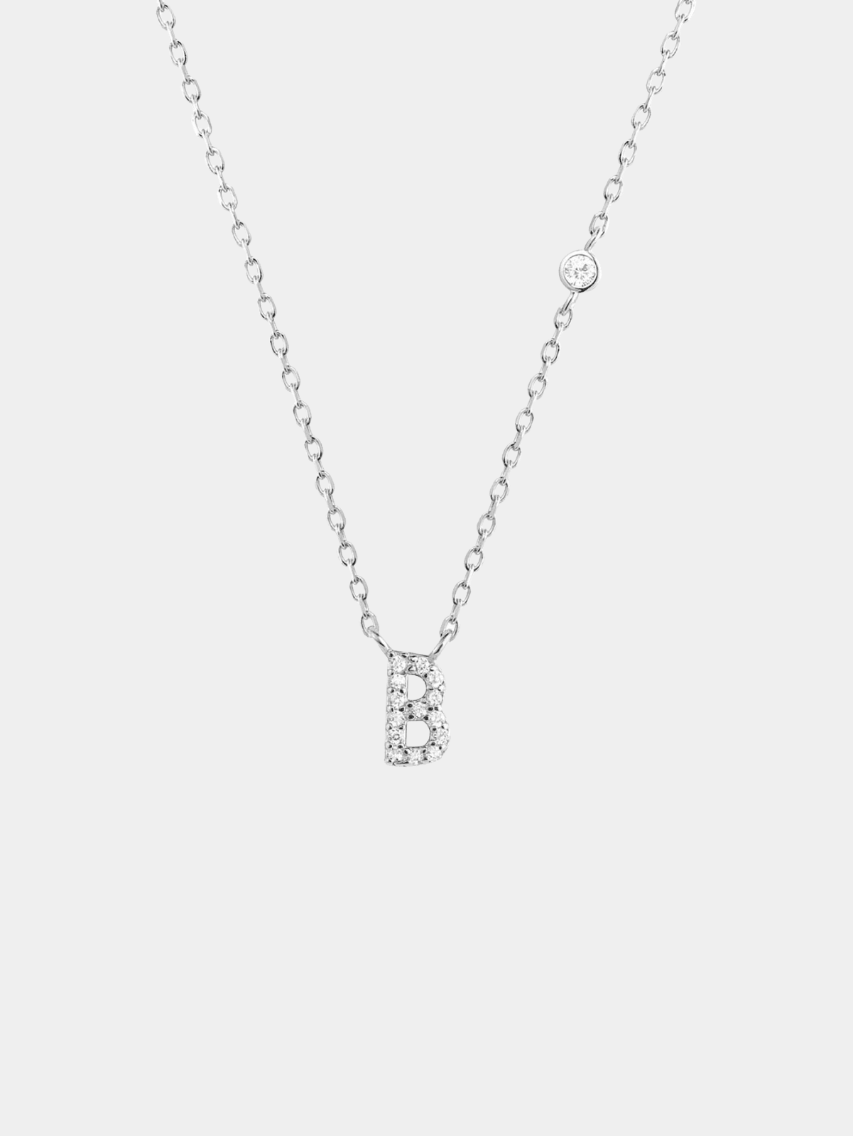 Initial Necklace B Letter Pendant Sterling Silver - Seven Gates