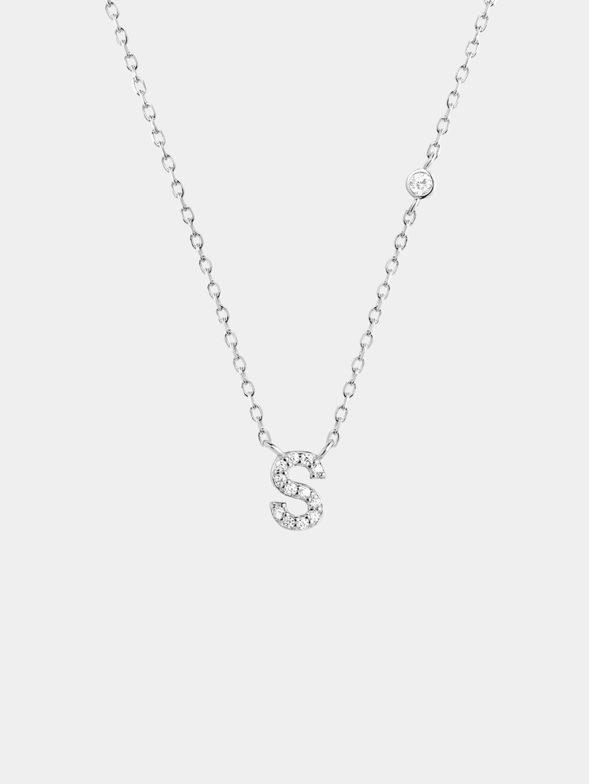 Initial Necklace S Letter Pendant Sterling Silver - Seven Gates