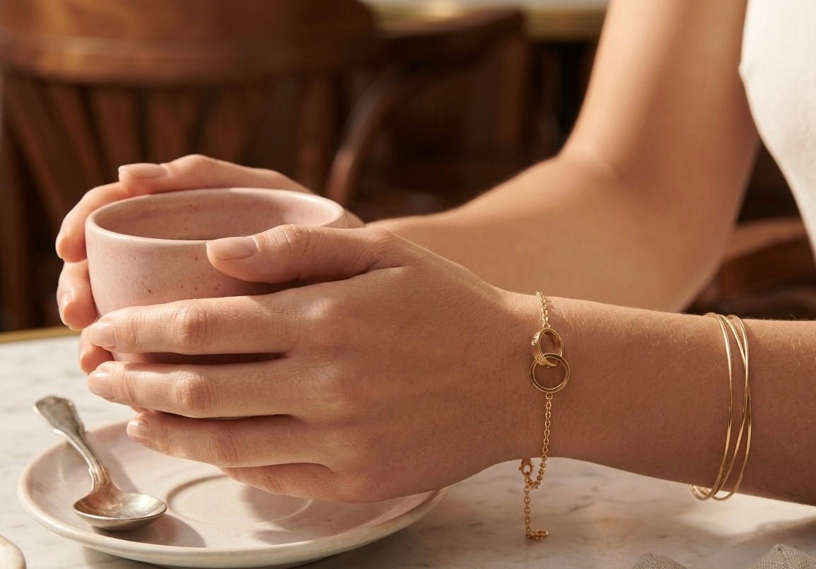 Love Bracelet 18k Gold Ring Interlocking Chain - Seven Gates