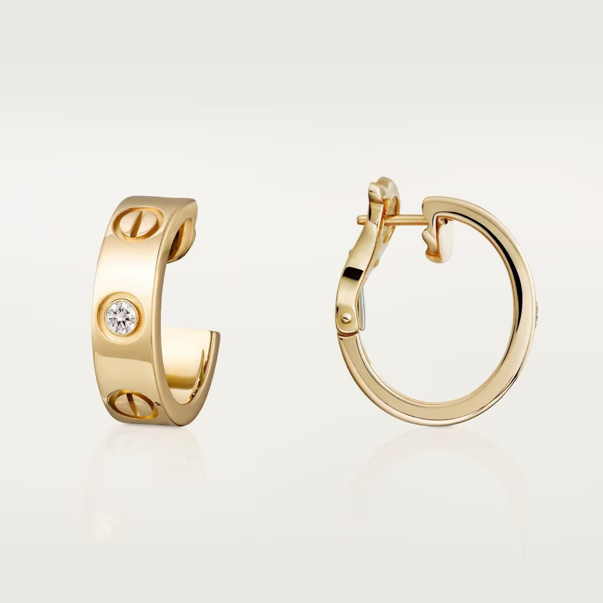 Love Hoop Earrings With Diamonds 18k Gold - Seven Gates