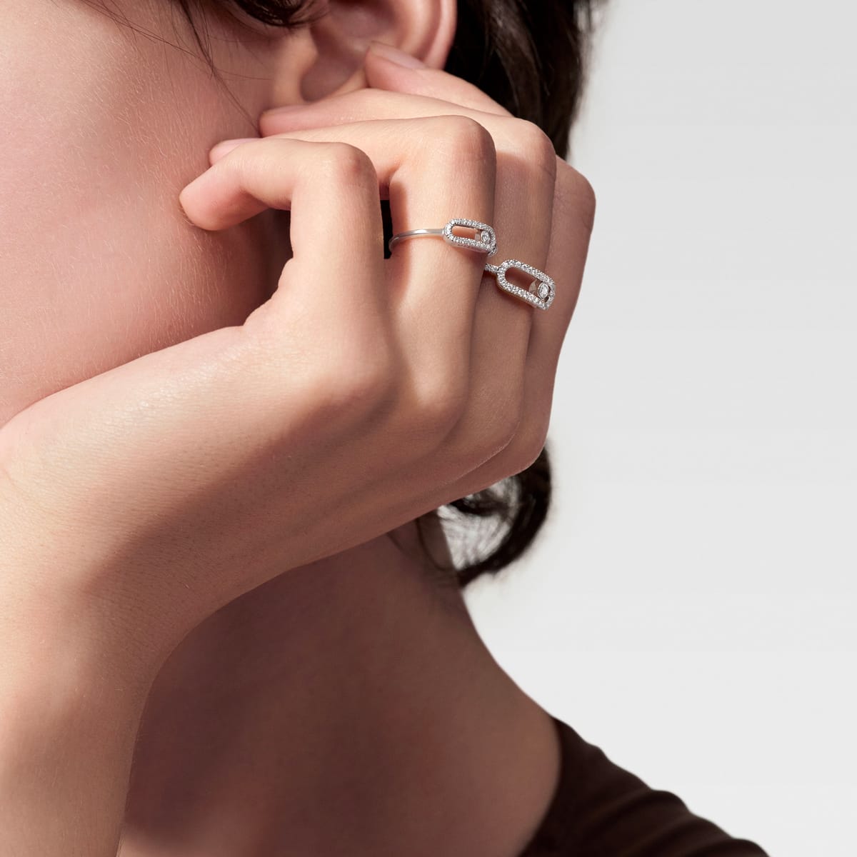 Move Pave Diamond Band Ring In Silver - Seven Gates