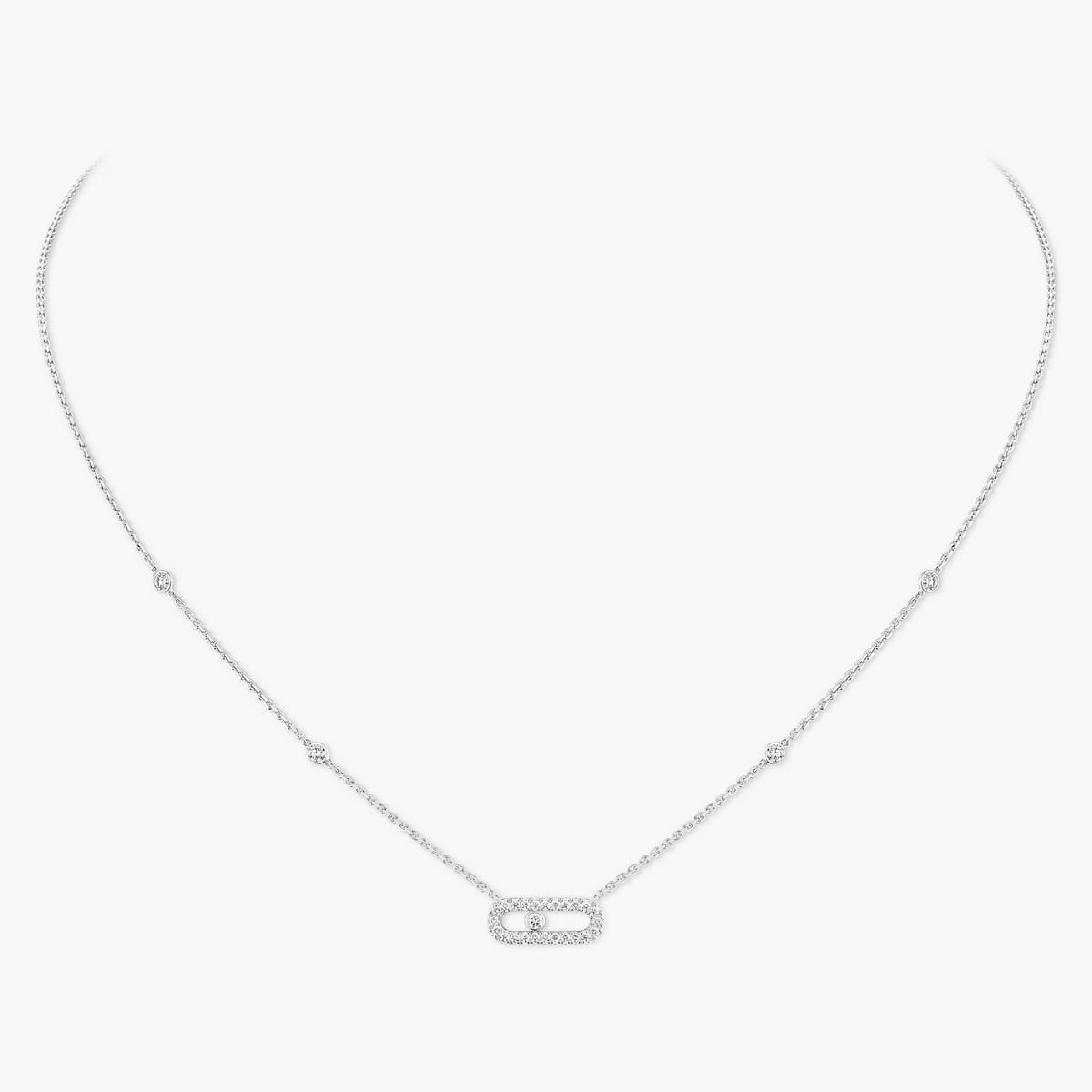 Move Pave Diamond Necklace In Silver - Seven Gates