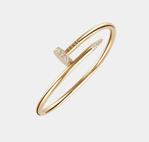 Nail Bracelet Bangle With Zircon Inlaid 18k Gold