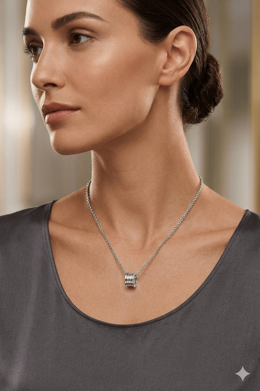 Ring Necklace Round Cut In Silver - Seven Gates