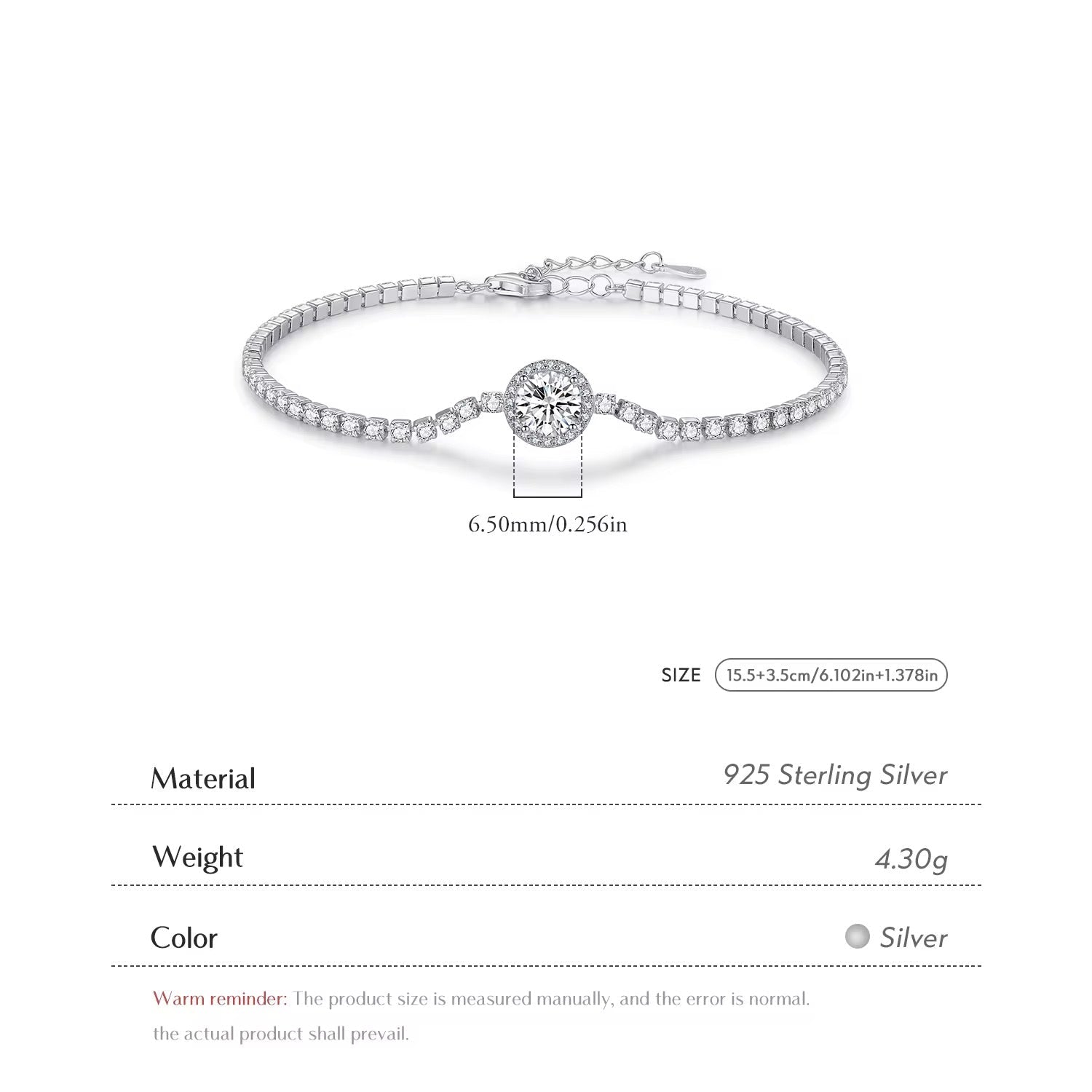 Sparkling Halo Tennis Bracelet S925 Sterling Silver - Seven Gates