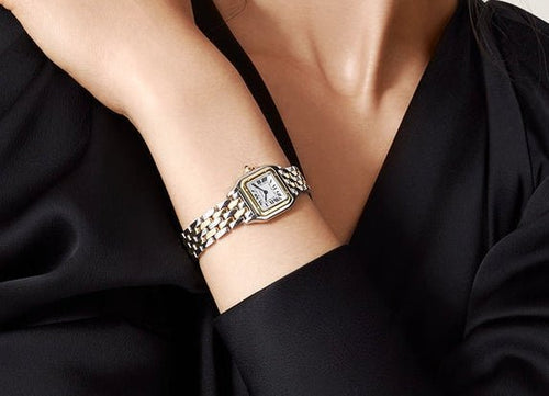 Square Dial Women Watch Roman Numeral Panther Quartz Time Piece 18k Gold - Seven Gates