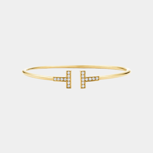 T Wire Bangle 18k Gold Bracelet With Zircon - Seven Gates