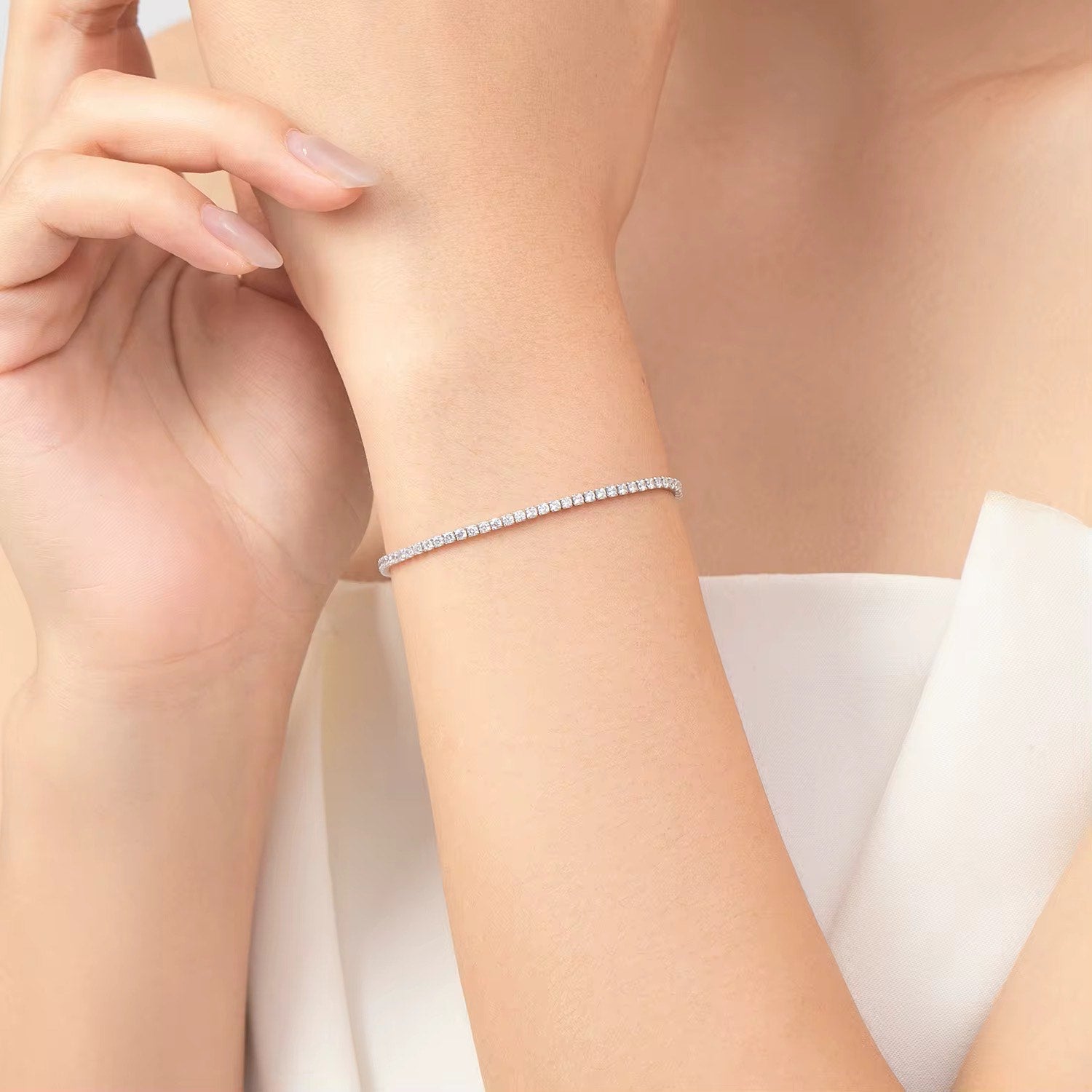 Tennis Diamond Sterling Silver Bracelet - Seven Gates