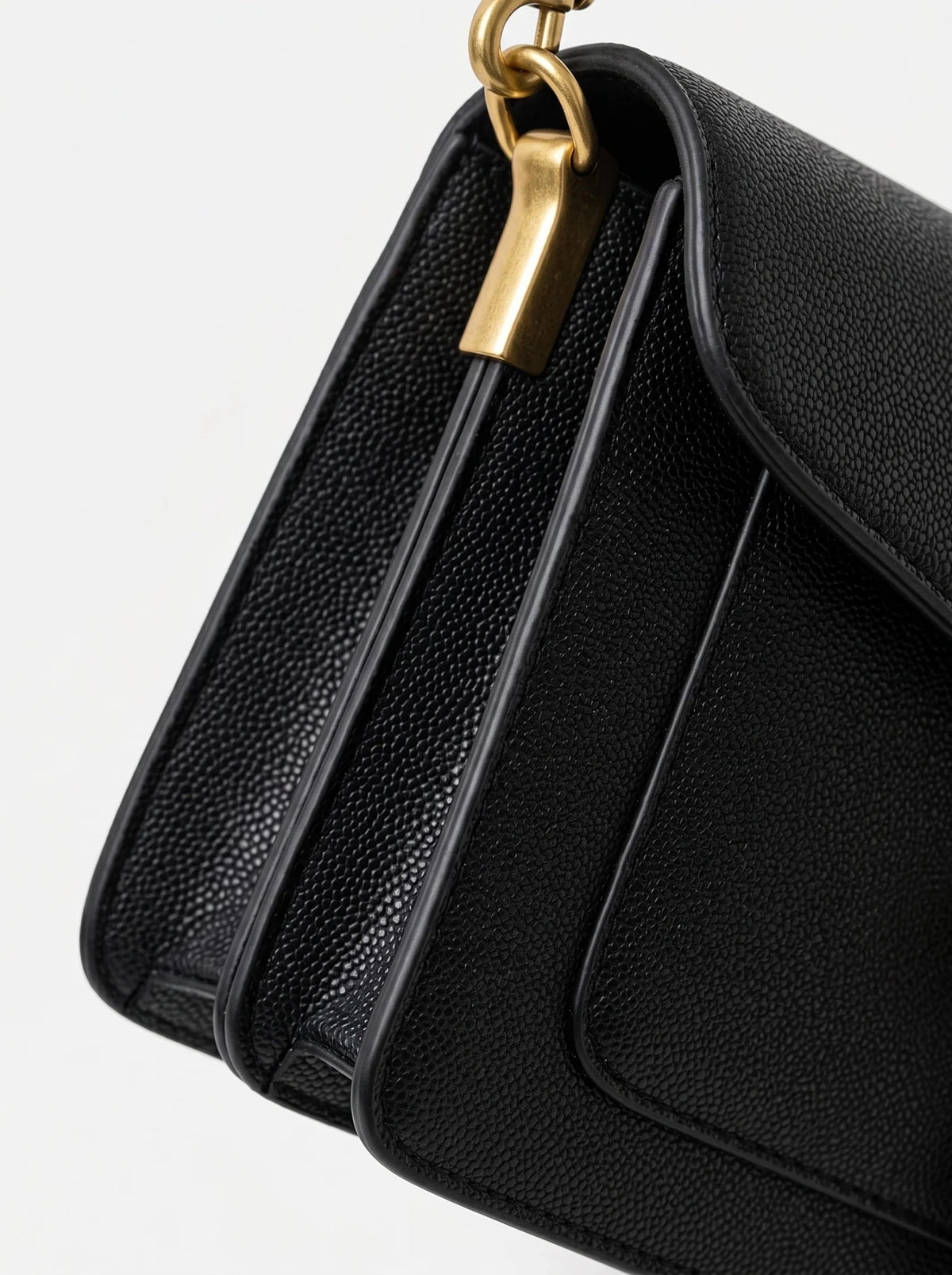 Women C Black Leather Handbag Shoulder Strap - Seven Gates
